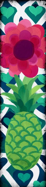 Free pineapple bookmark featuring a teal pattern green pineapple